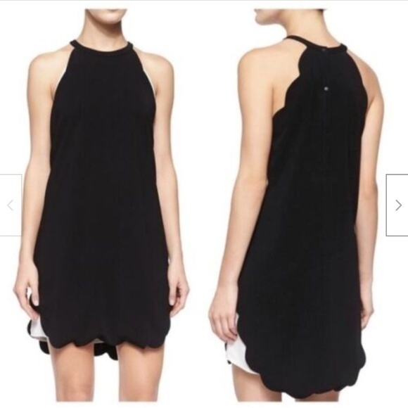 🍕🍍A.L.C. Alexis halter dress black and ivory scalloped hem - Picture 1 of 11